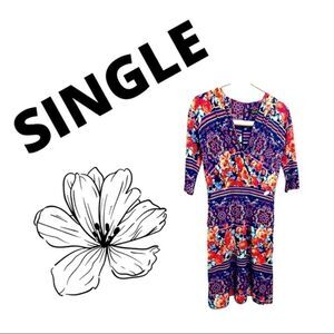 💼 Knit Dress, V-Neck 3/4 Sleeves,